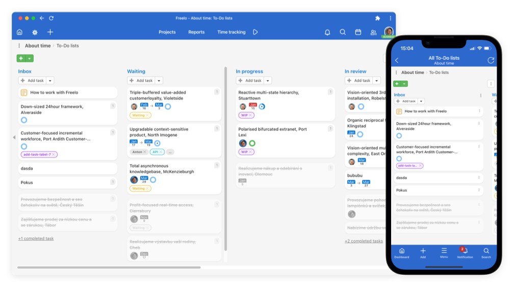 Screenshot of Freelo application