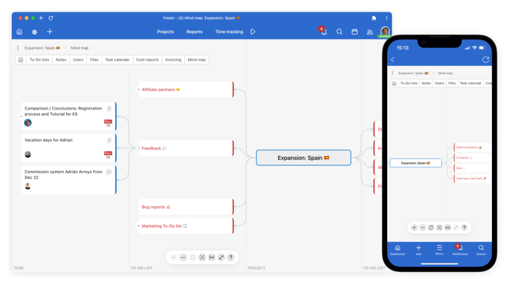 Screenshot of Freelo application