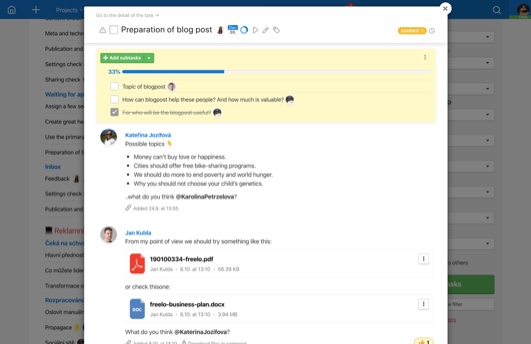 Screenshot of Freelo application