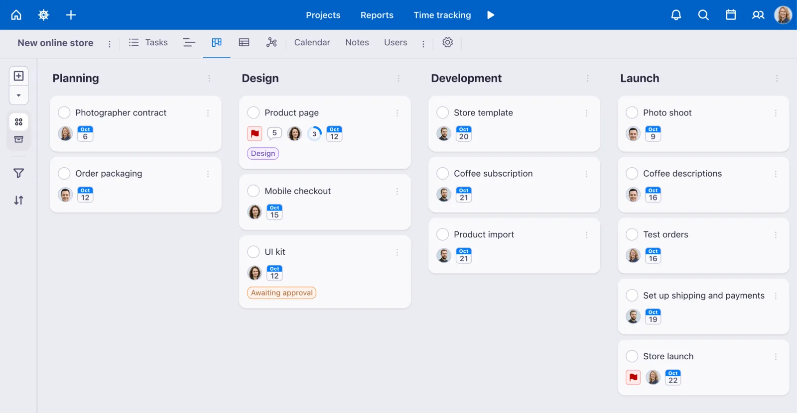 Project Kanban in the Freelo desktop app