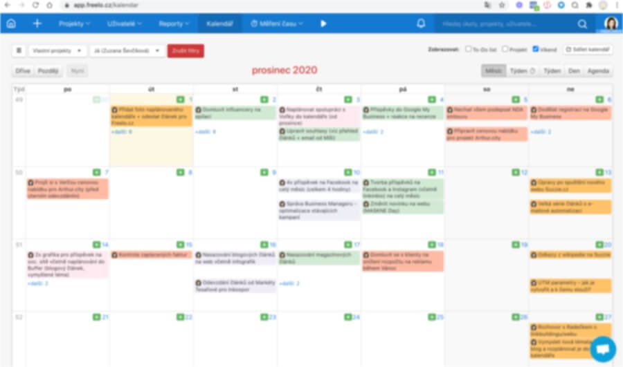 Sample calendar in Freelo.