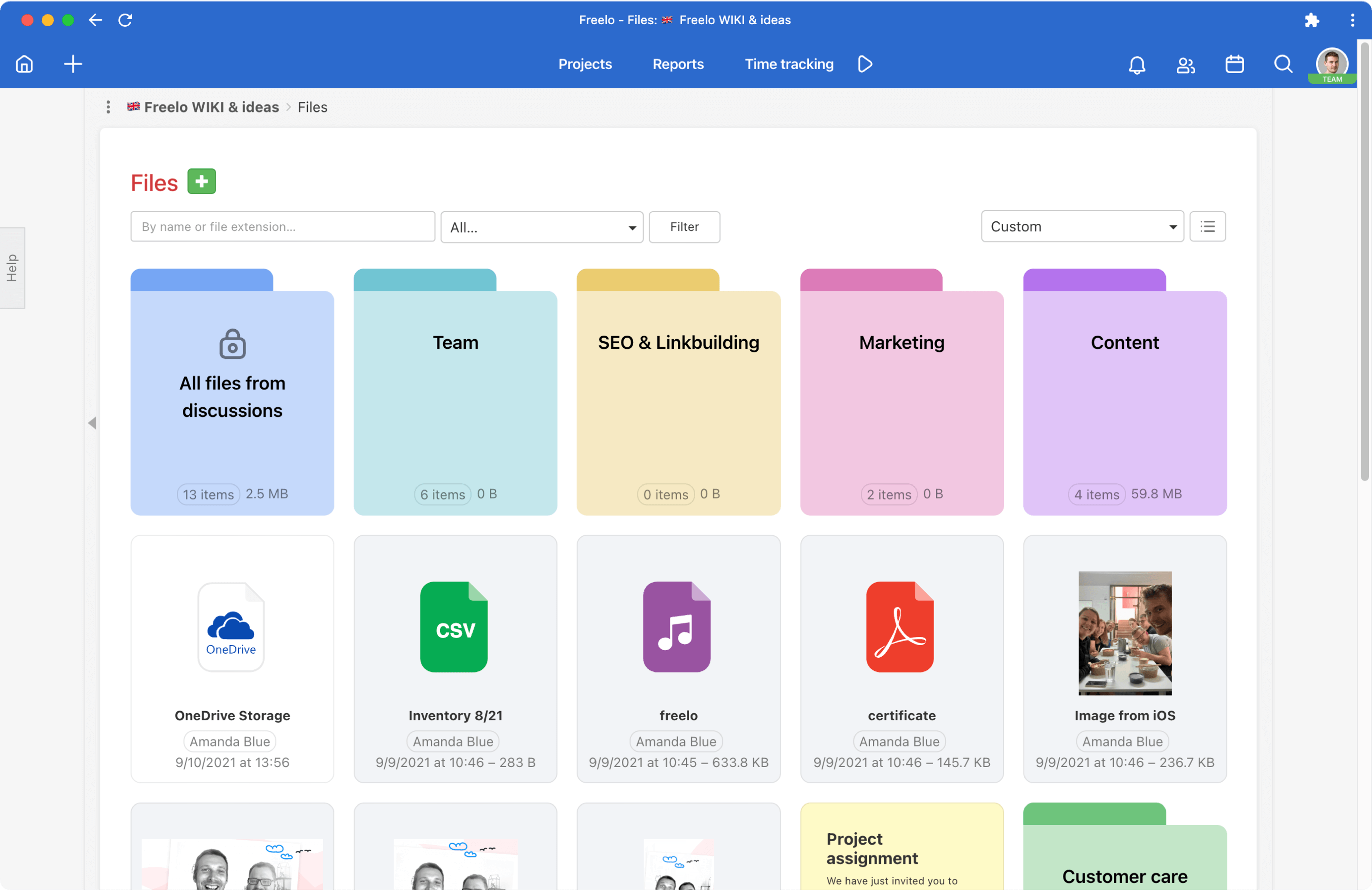 File management inside of the Freelo application