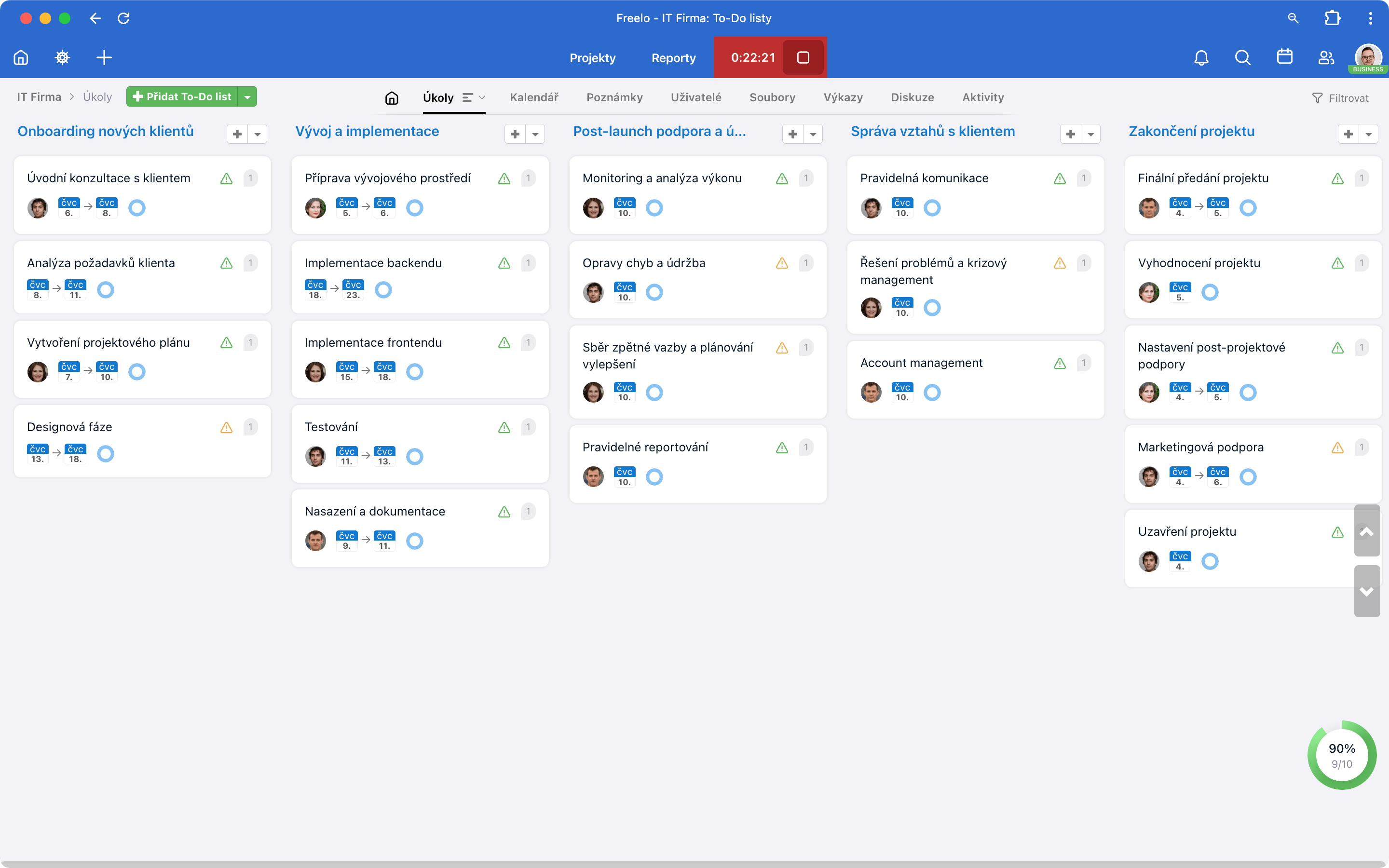 Detail projektu: Kanban sloupce